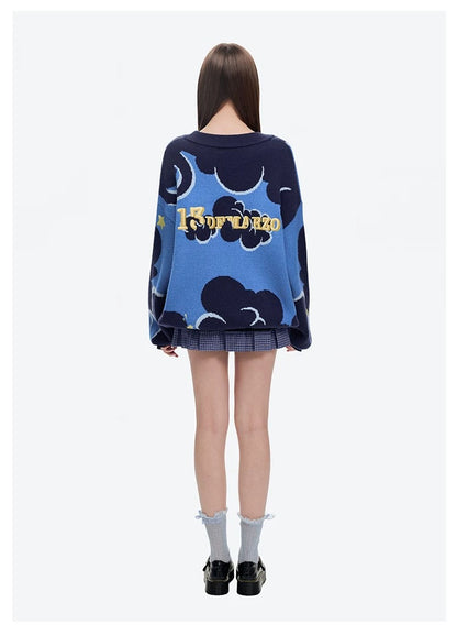 13DE MARZO Doozoo Day and Night Sweater Navy Blue