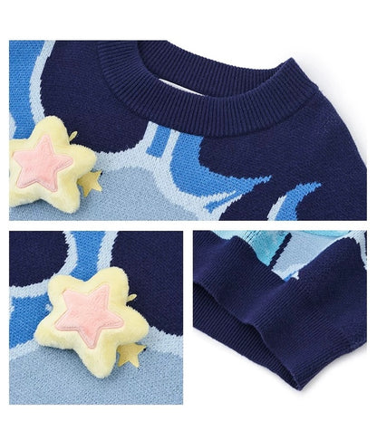 13DE MARZO Doozoo Day and Night Sweater Navy Blue