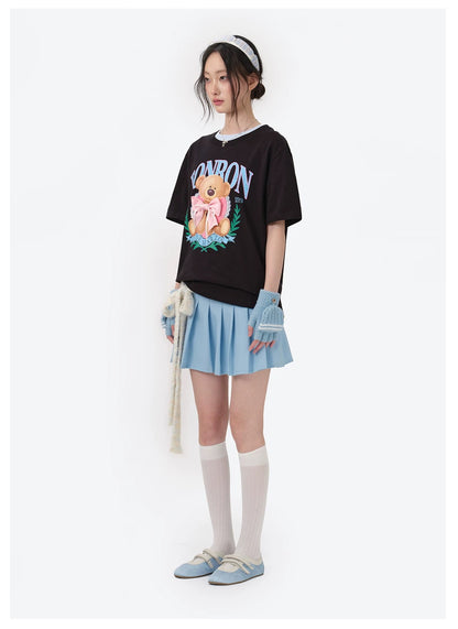 13DE MARZO x RONRON Bear Ribbon Tee Black