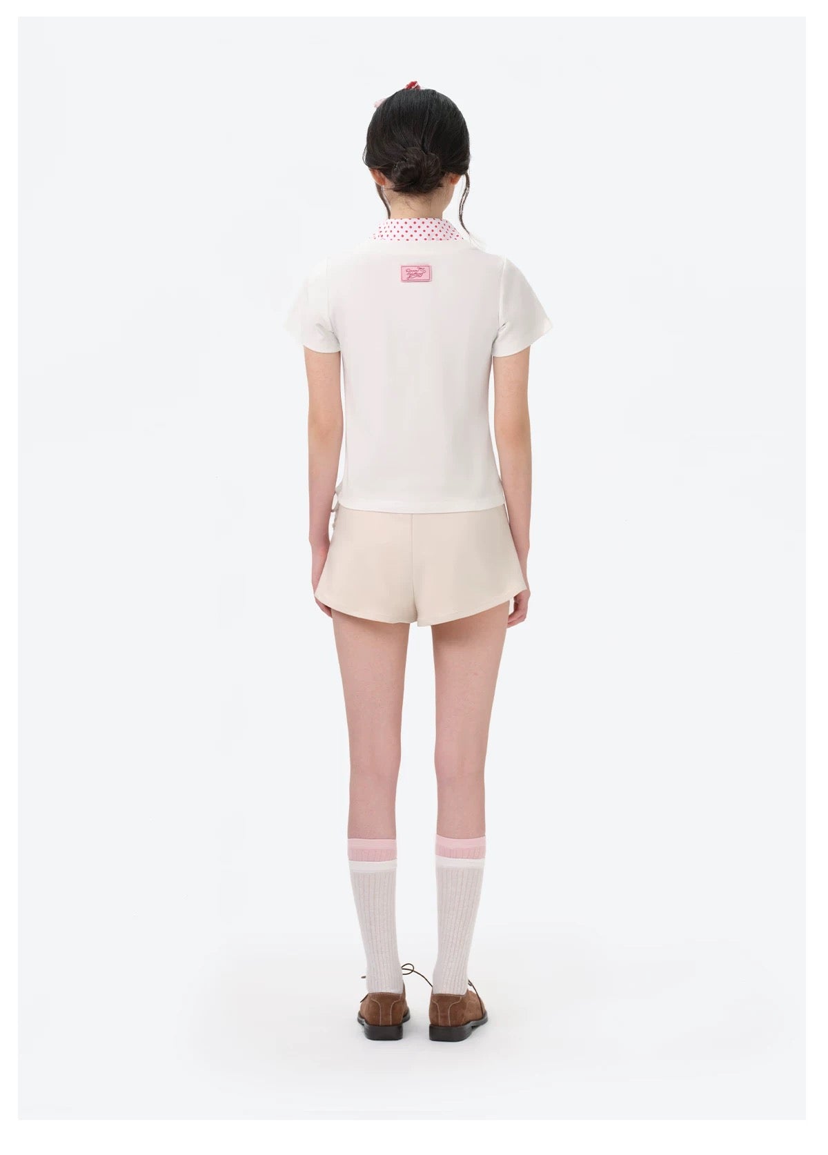 13DE MARZO x RONRON Bear Ribbon Slim Top Beige