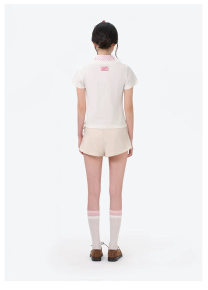13DE MARZO x RONRON Bear Ribbon Slim Top Beige