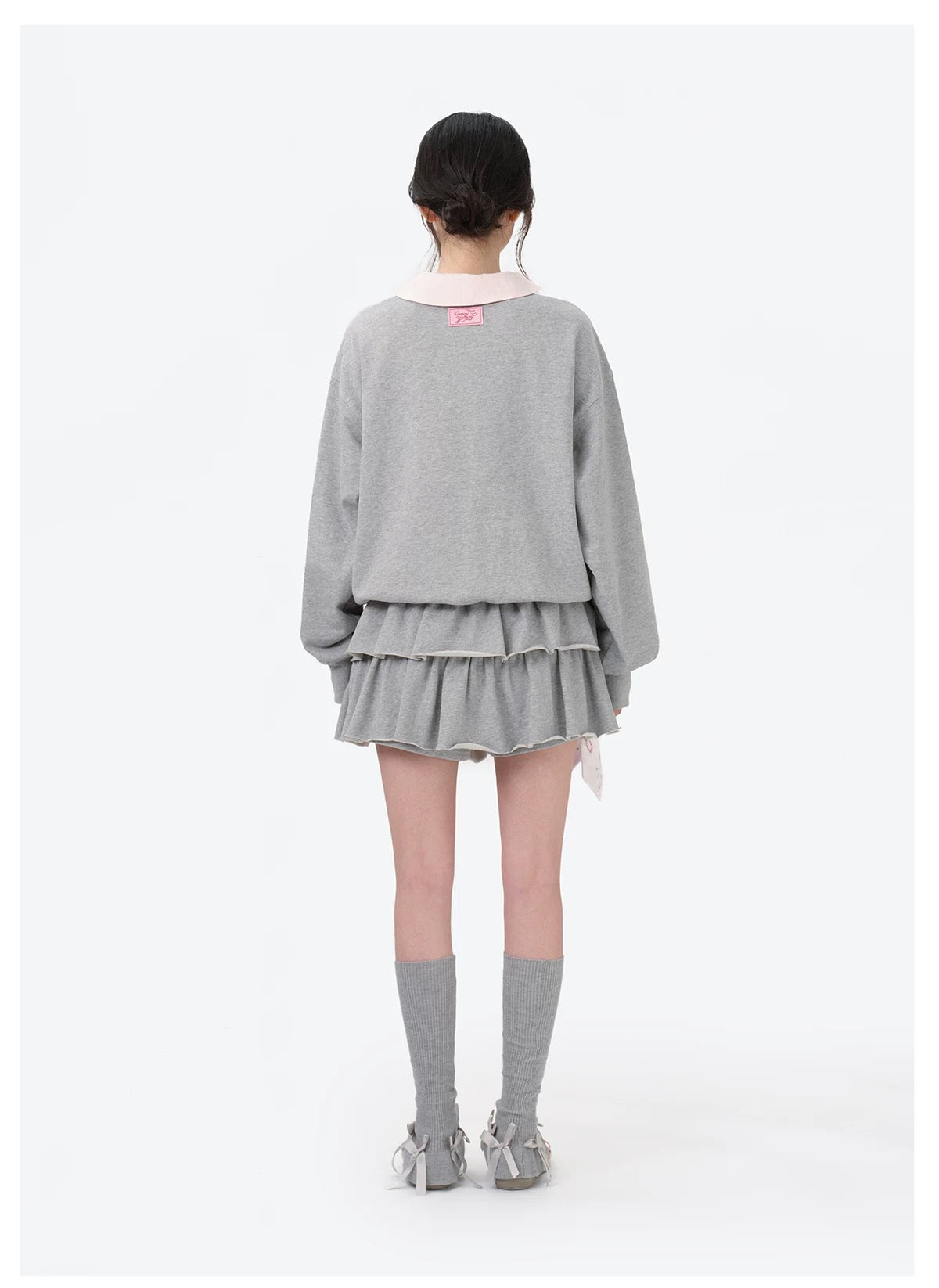 13DE MARZO x RONRON Double Ribbon Bear Sweater Grey