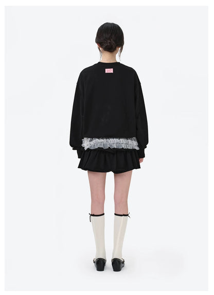 13DE MARZO x RONRON Double Ribbon Bear Sweater Black