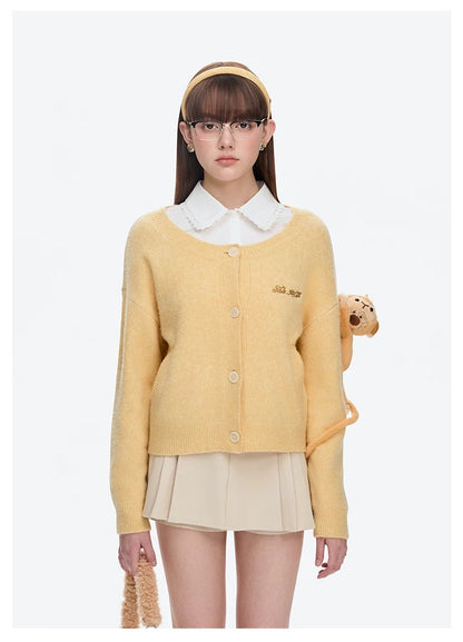 13DE MARZO Monkey Bear Cardigan Yellow