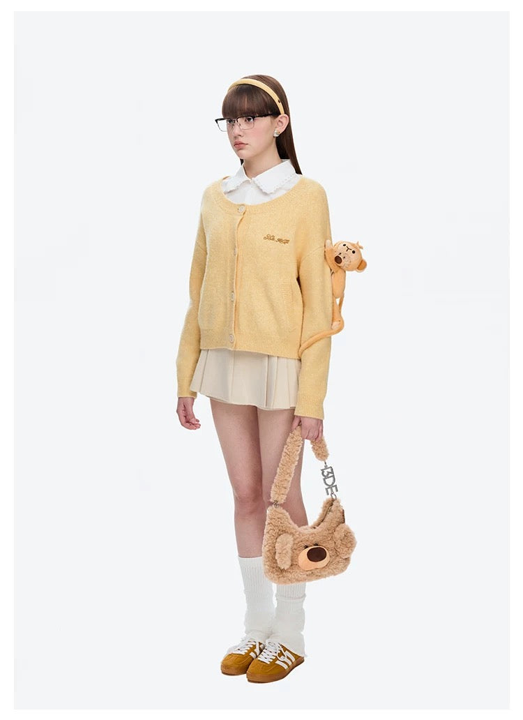 13DE MARZO Monkey Bear Cardigan Yellow