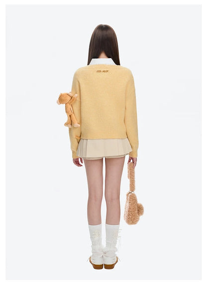 13DE MARZO Monkey Bear Cardigan Yellow