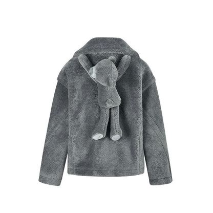 13DE MARZO Fuzzy Bear Coat Grey