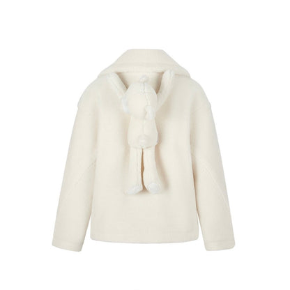 13DE MARZO Fuzzy Bear Coat White