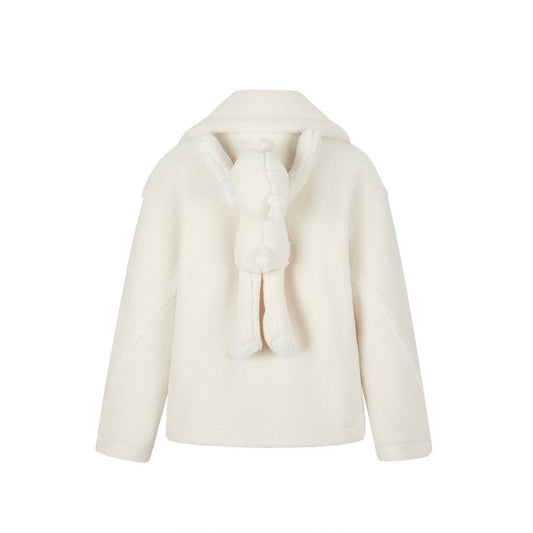 13DE MARZO Fuzzy Bear Coat White