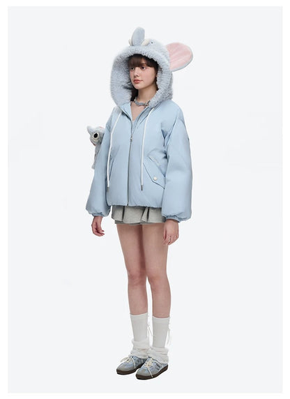 13DE MARZO Elephant Bear Puffer Jacket Blue