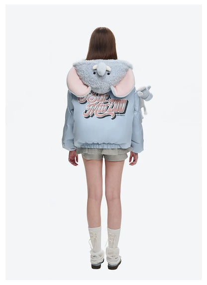 13DE MARZO Elephant Bear Puffer Jacket Blue