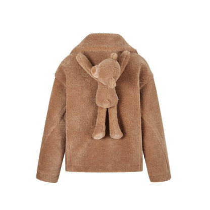 13DE MARZO Fuzzy Bear Coat Brown