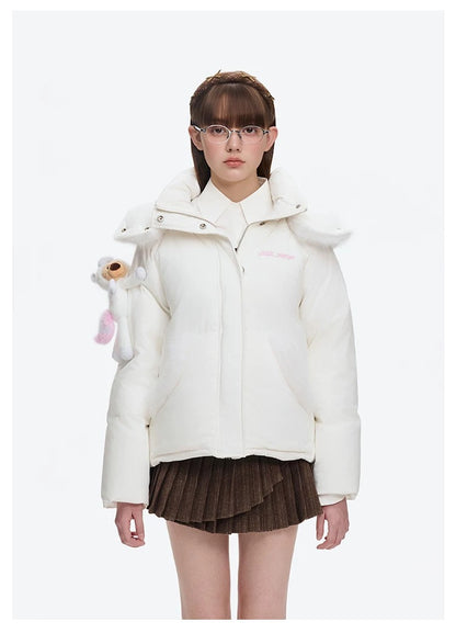 13DE MARZO Unicorn Bear Puffer Jacket White