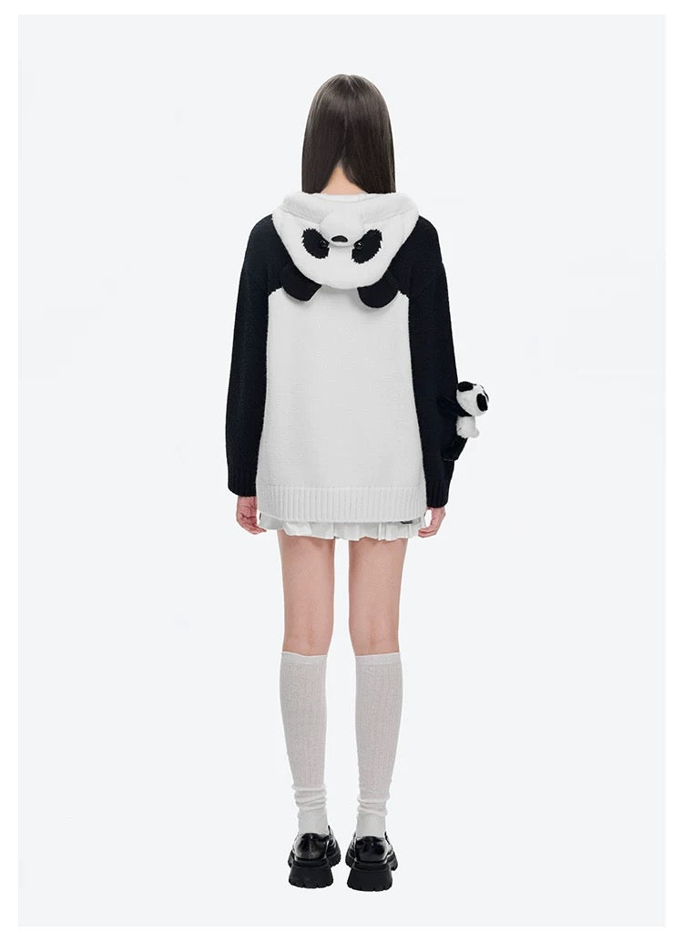 13DE MARZO Panda Bear Hoodie White