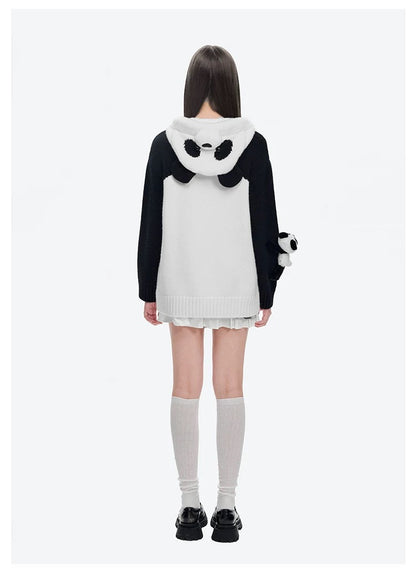13DE MARZO Panda Bear Hoodie White