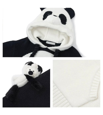13DE MARZO Panda Bear Hoodie White