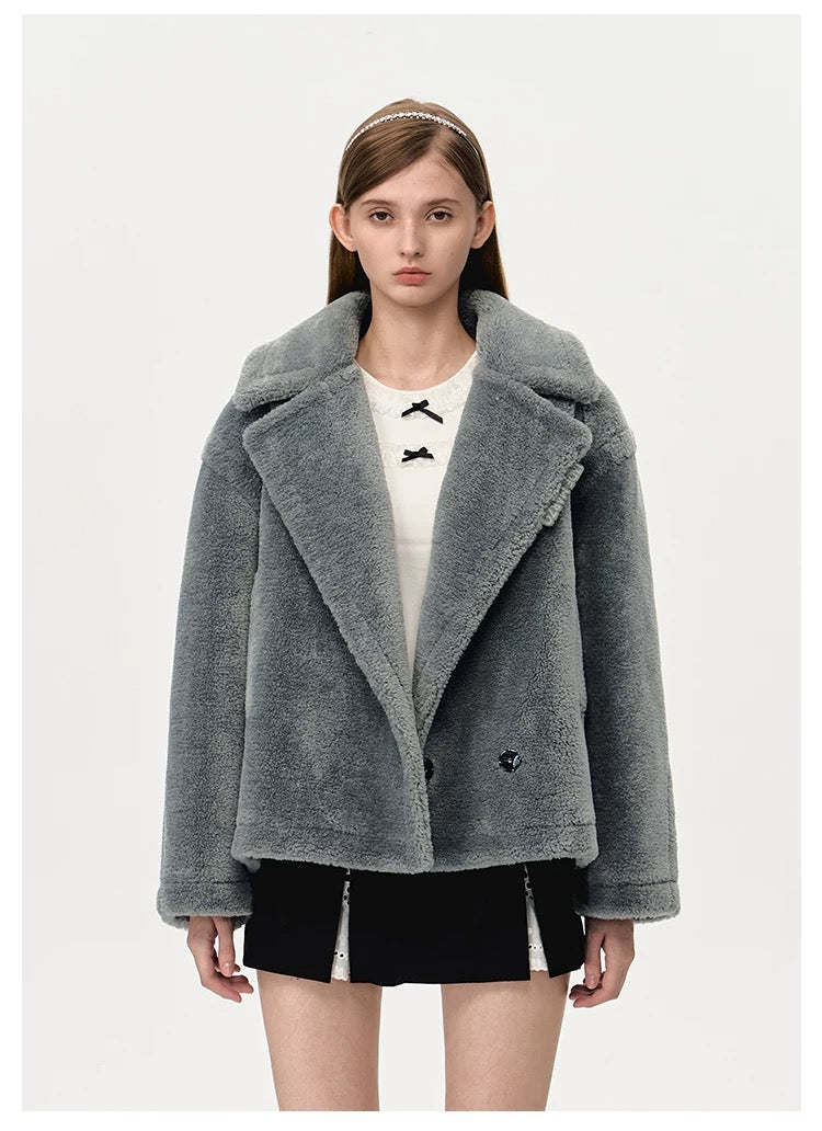 13DE MARZO Fuzzy Bear Coat Grey