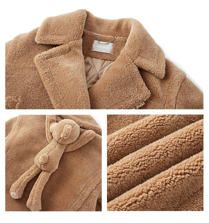 13DE MARZO Fuzzy Bear Coat Brown