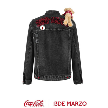 13DE MARZO x Coca-Cola Bear Denim Jacket Washed Black