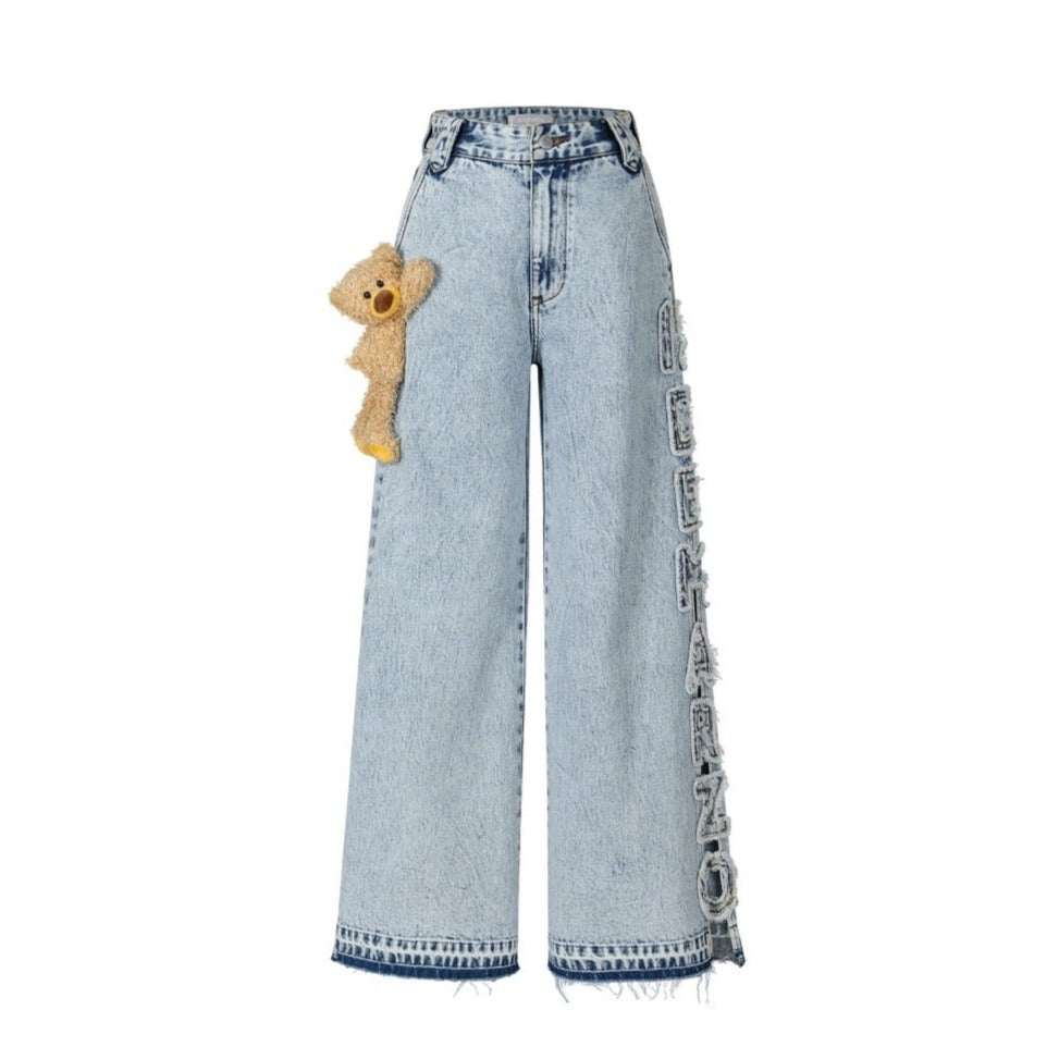 13DE MARZO Bear Slide Hollow Jeans Blue