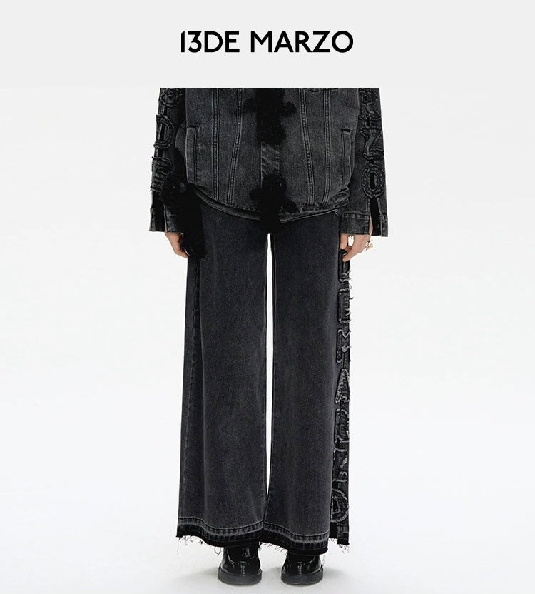 13DE MARZO Bear Slide Hollow Jeans Black