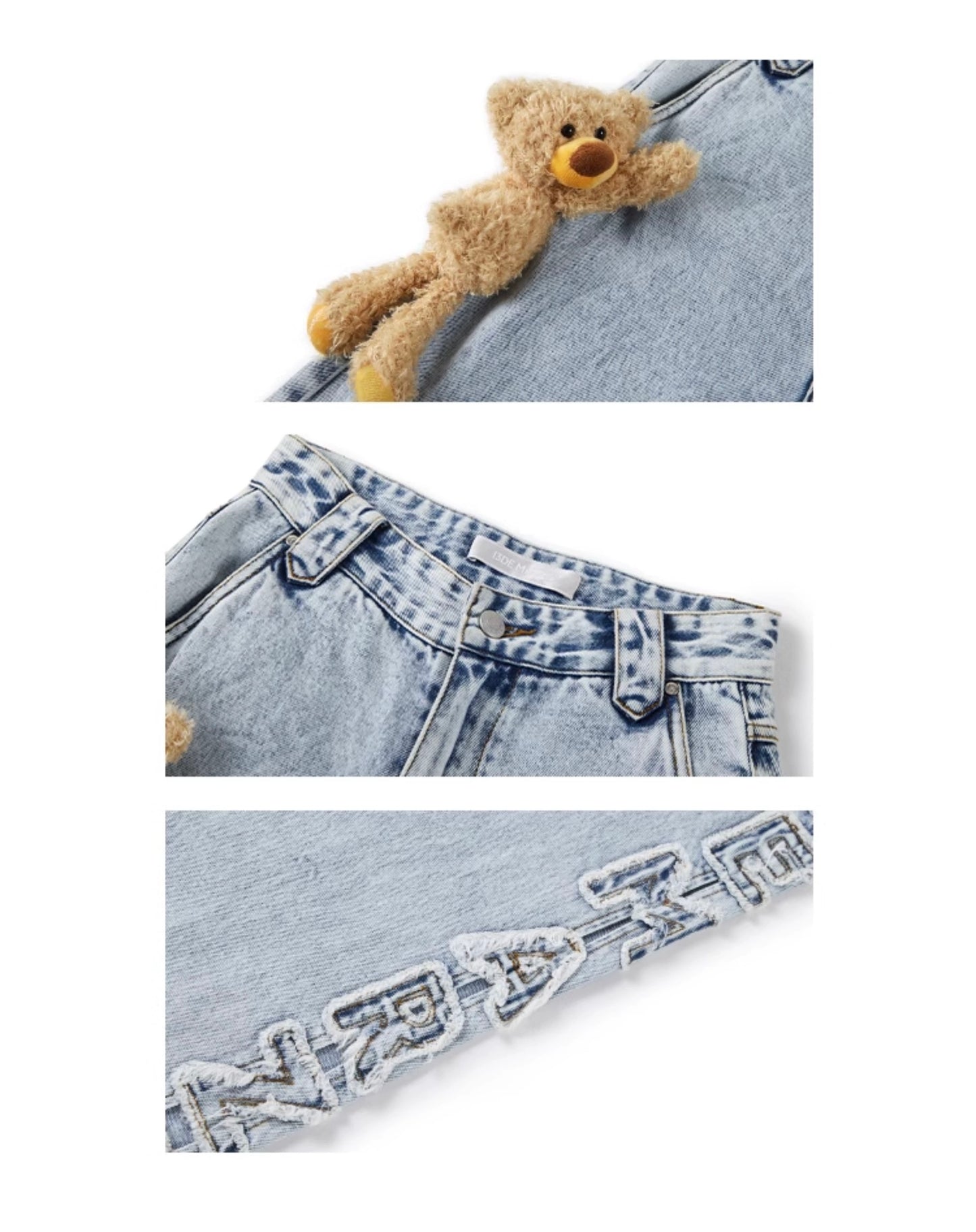 13DE MARZO Bear Slide Hollow Jeans Blue