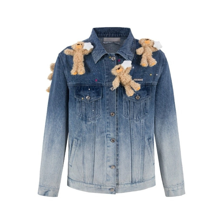 13DE MARZO Lumi Star Bear Denim Jacket Blue