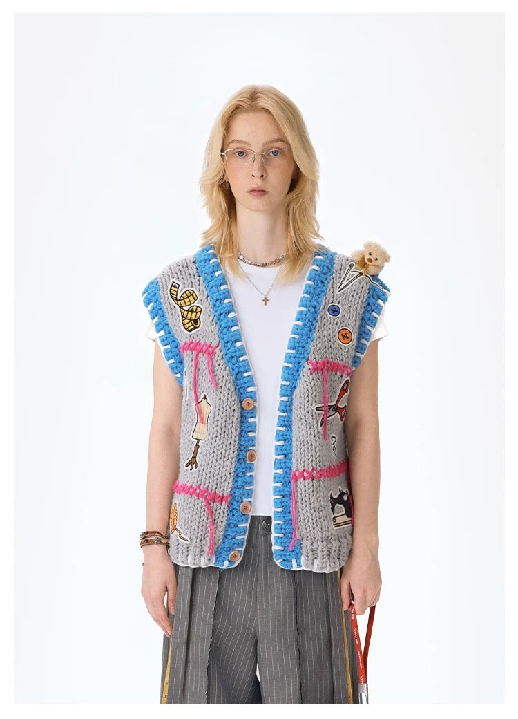 13DE MARZO Tailor Bear Tools Knit Vest Grey