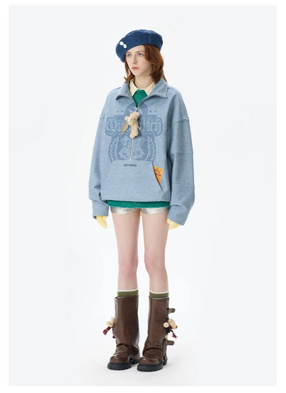 Harry Potter × 13DE MARZO Quidditch Bear Zipper Jacket Blue