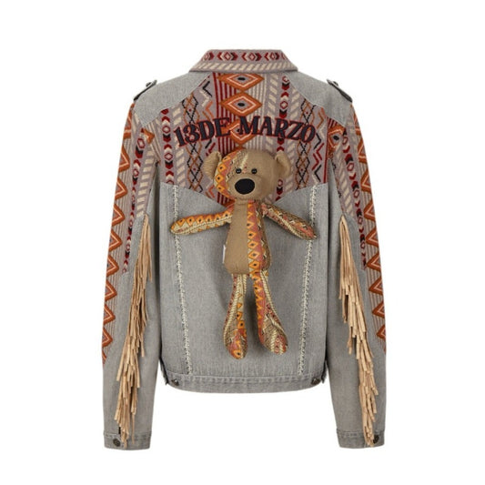 13DE MARZO Tribe Hunting Totem Patch Jacket Gray