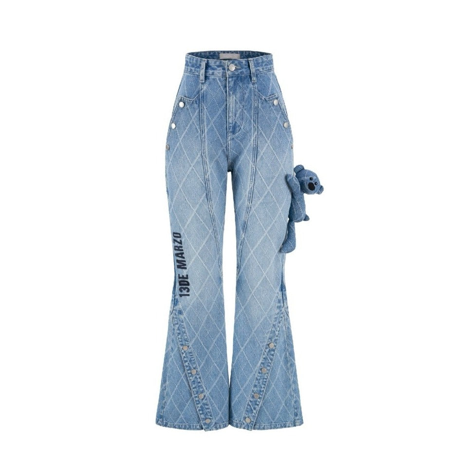 13DE MARZO Metal Rivet Jeans Blue