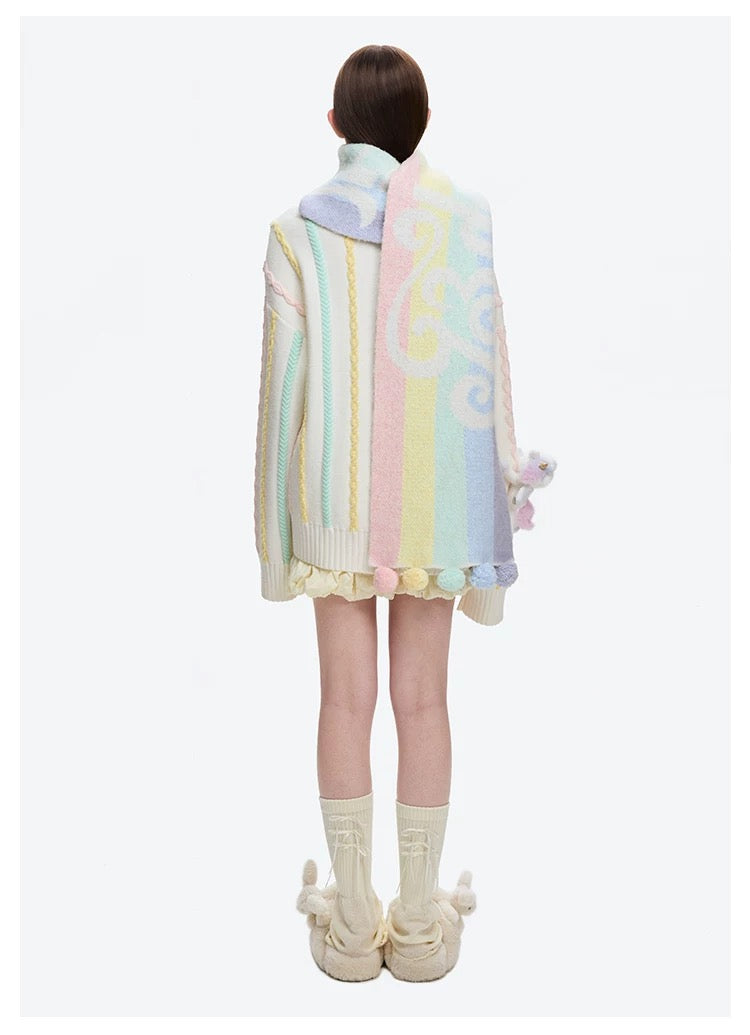 13DE MARZO Unicorn Bear Scarf Rainbow