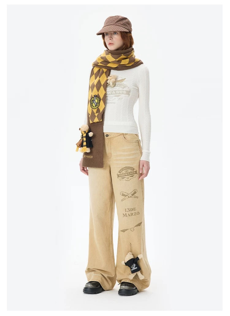 Harry Potter × 13DE MARZO Hogwarts Four Houses Bear Scarf Hufflepuff Yellow