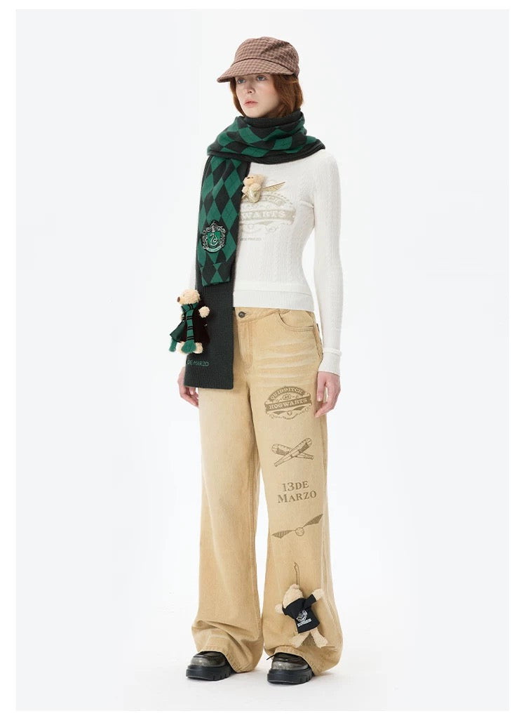 Harry Potter × 13DE MARZO Hogwarts Four Houses Bear Scarf Slytherin Green