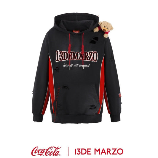 13DE MARZO x Coca-Cola Bear Logo Hoodie Black