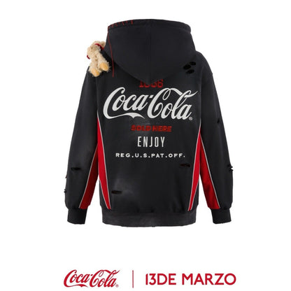 13DE MARZO x Coca-Cola Bear Logo Hoodie Black