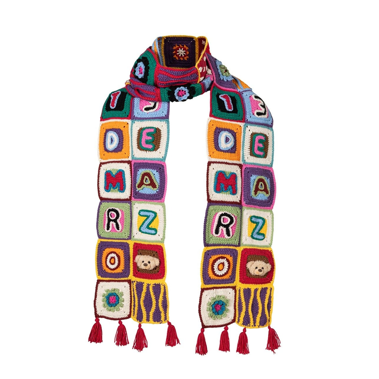 13DE MARZO Plaid Square Patch Scarf