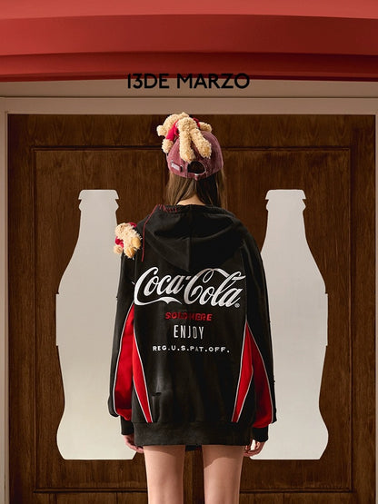 13DE MARZO x Coca-Cola Bear Logo Hoodie Black