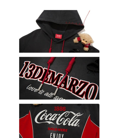 13DE MARZO x Coca-Cola Bear Logo Hoodie Black