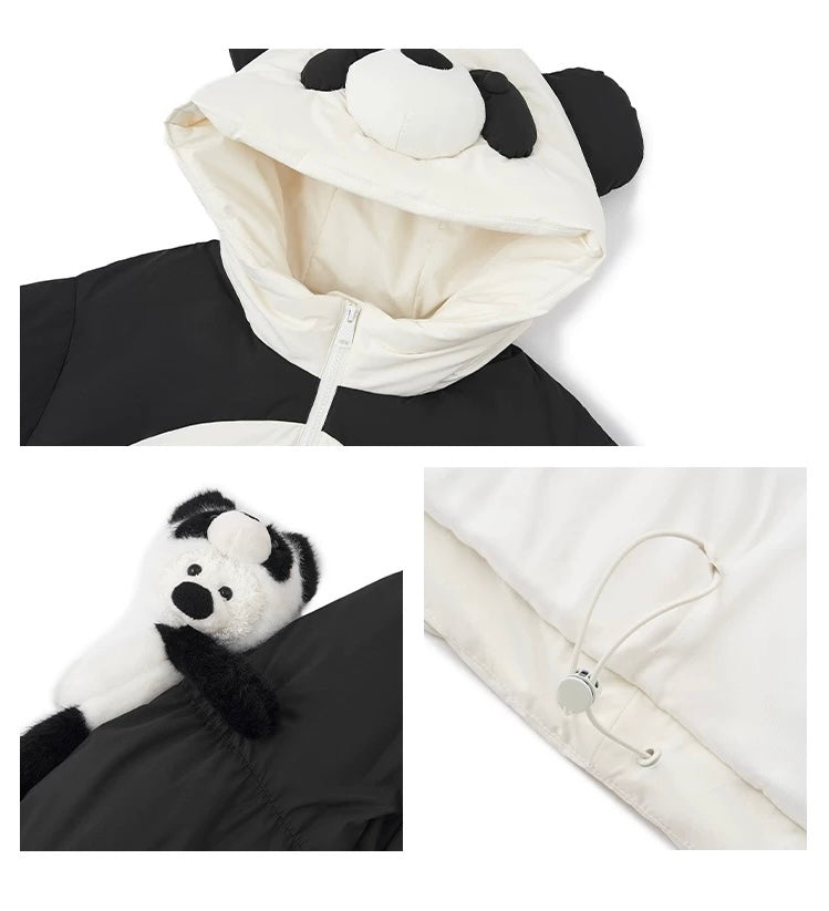 13DE MARZO Panda Bear Puffer Jacket White