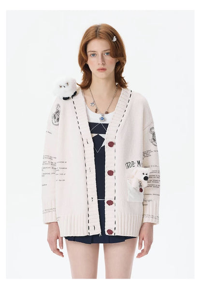 Harry Potter × 13DE MARZO Hedwig Hogwarts Offer Cardigan Beige
