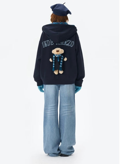 Harry Potter × 13DE MARZO Hogwarts Four Houses Bear Zipper Hoodie Ravenclaw Blue