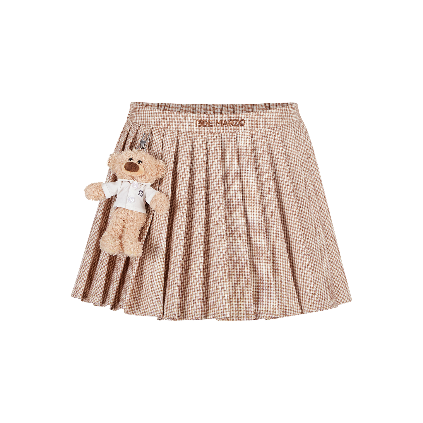13DE MARZO Plaid Pleated Skirt Brown
