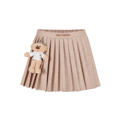 13DE MARZO Plaid Pleated Skirt Brown