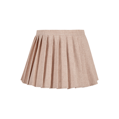 13DE MARZO Plaid Pleated Skirt Brown