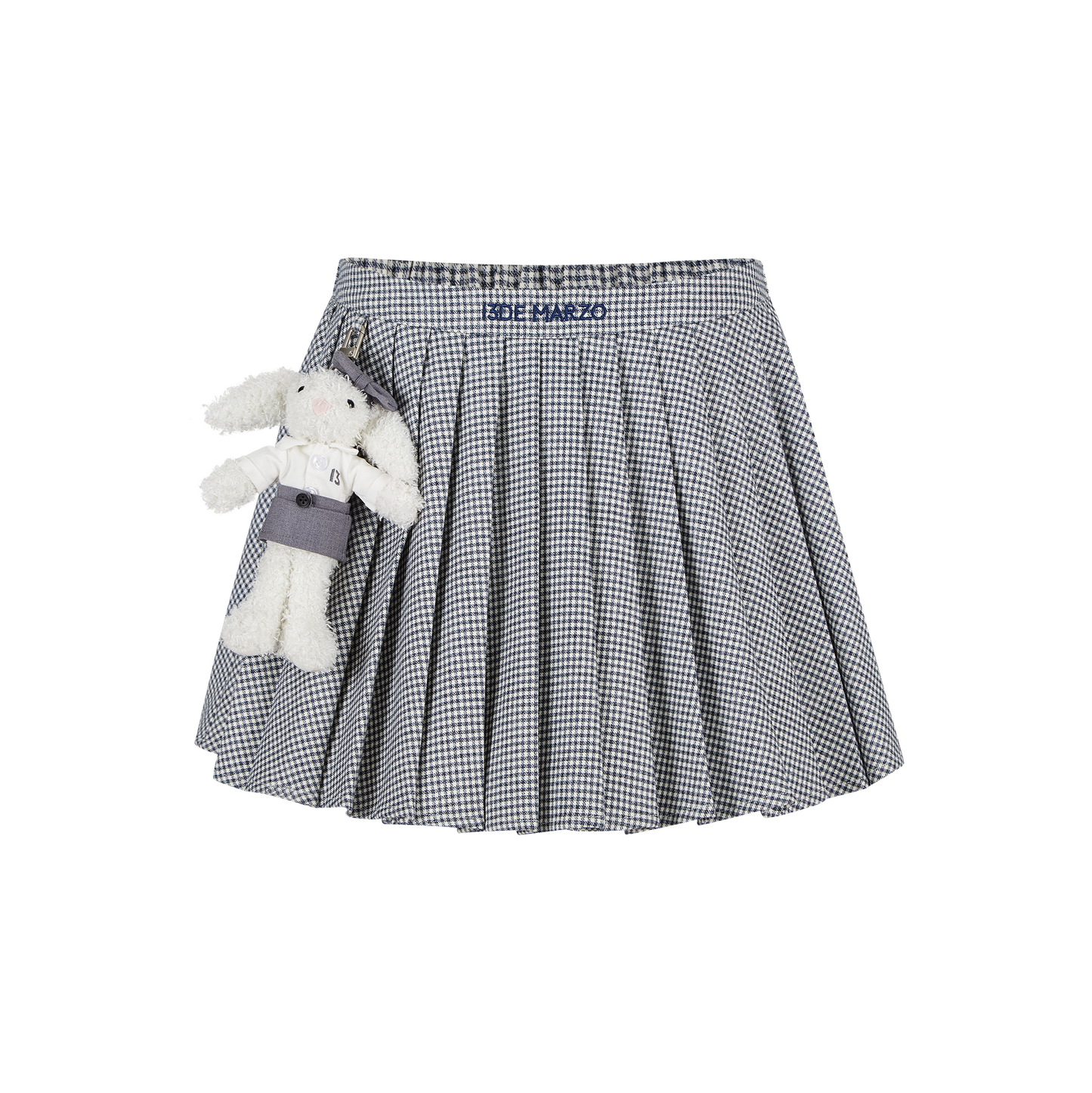 13DE MARZO Plaid Pleated Skirt Blue