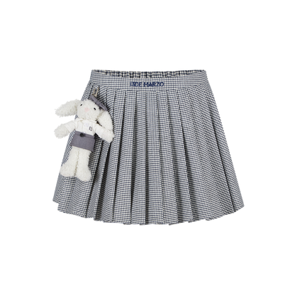 13DE MARZO Plaid Pleated Skirt Blue