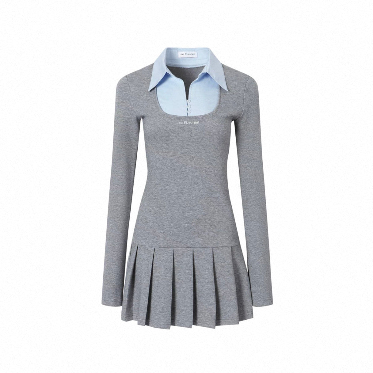 Jac Fleurant Two-in-One Shirt Collar Dress Grey