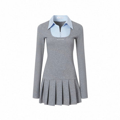 Jac Fleurant Two-in-One Shirt Collar Dress Grey