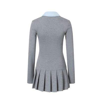 Jac Fleurant Two-in-One Shirt Collar Dress Grey